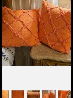 Brand New Set Of 2 18x18 Neon Orange Pillows